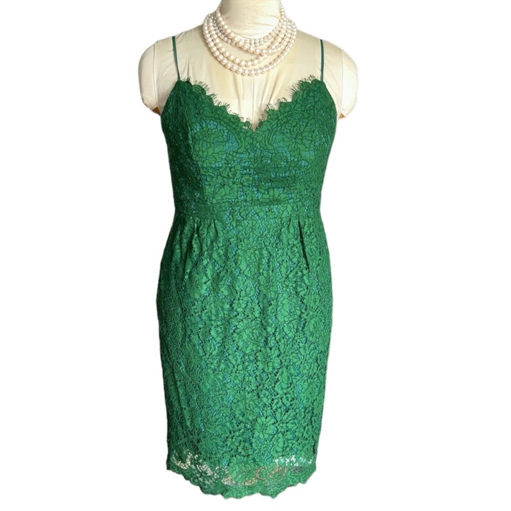 J.Crew Collection Green Lace Dress Size 6